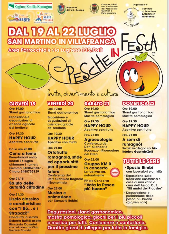 Programma Pesche in Festa 2018 a San Martino in Villafranca (Forlì, Forlì-Cesena, Emilia-Romagna)